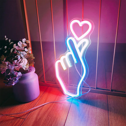 Finger Heart Neon Light | LED Acrylic Wall Décor