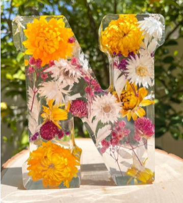Letter Flower Transparent Flowers Resin Night Light Ornaments