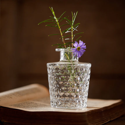 Vintage Embossed Glass Vase Set | Mini Tabletop Bud Vases