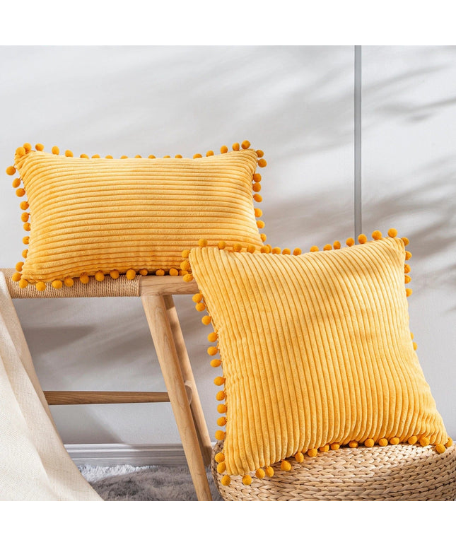 Cosy Corduroy Cushions with Bobble Edging