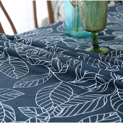 Leaf Print Tablecloth Navy or White | Modern Dining Table Cover