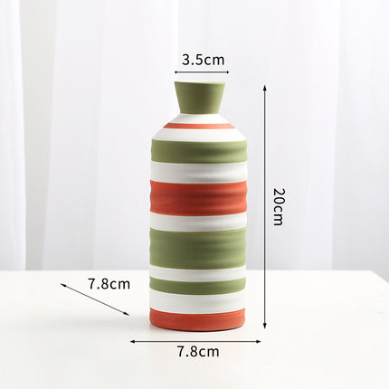 Geometric Line Ceramic Vase | Modern Striped Decorative Vase