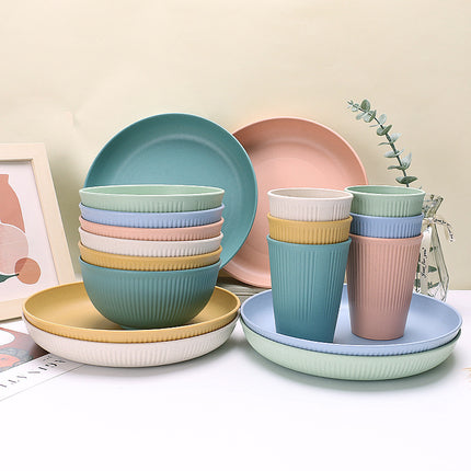 Wheat Straw Dinnerware Set | Eco Friendly Plates Bowls Cups