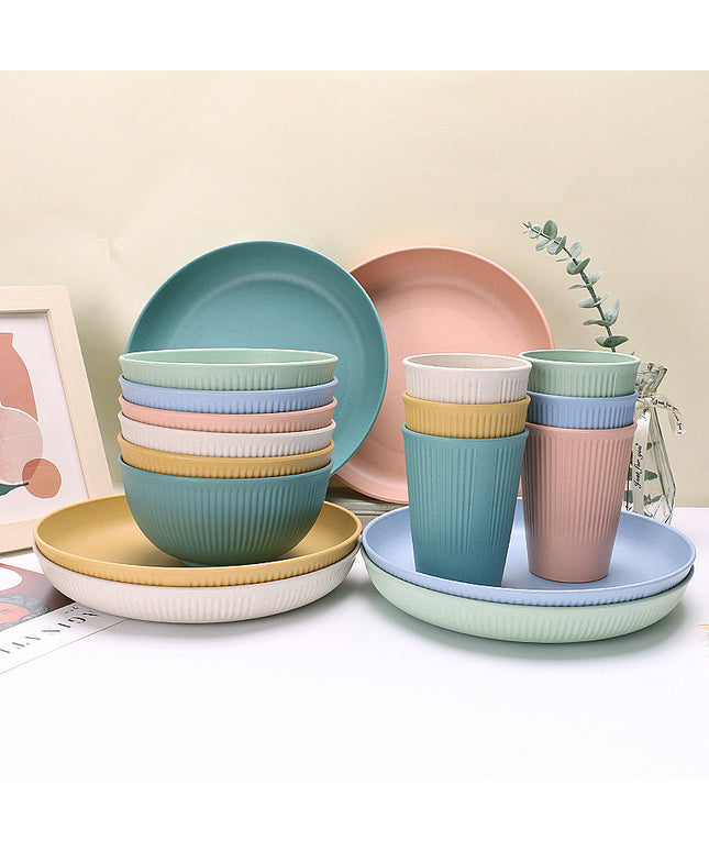 Wheat Straw Dinnerware Set | Eco Friendly Plates Bowls Cups