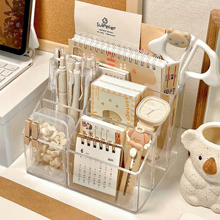 Transparent Acrylic Pen Holder – Multi Grid Desk Organiser