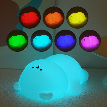 Soft Silicone Bear Night Light – USB Rechargeable Mood Lamp (Warm & RGB Colours)