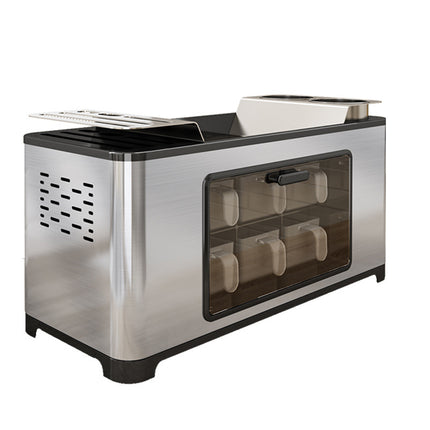 Stainless Steel Kitchen Storage Cabinet – Transparent Door, 6 Spice Boxes, Silver/Black | Ikeame