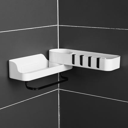 Adjustable Suction Wall Storage Shelf — 2 Tiers (White/Black or White/Grey)