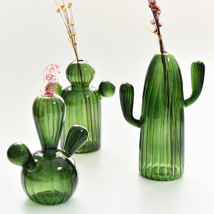 Glass Cactus Vase – Playful Décor in Elegant Blue & Green