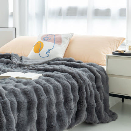 Rabbit velvet blanket bubble velvet double layer thickened sofa cover blanket – Trendy & Practical for Daily Living