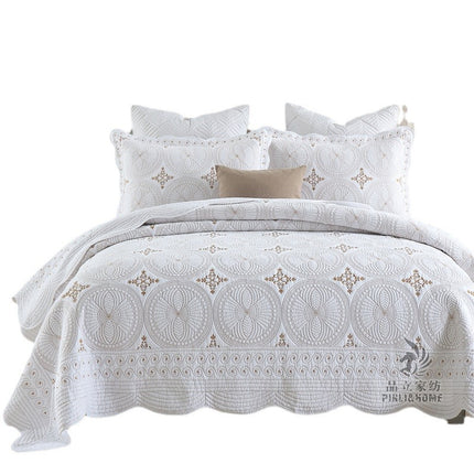 European Cotton Embroidered Bedspread | King Size Quilted Cover