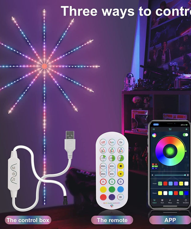 Firework LED Strip Lights – Music Sync Colour Changing Party Décor | Ikeame