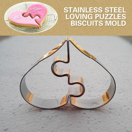 Love Heart Puzzle Mould ❤️ – Stainless Steel Biscuit, Cookie, and Pastry Cutter