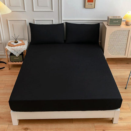 Double Cotton Bed Sheet Set – Fitted Sheet, 2 Pillowcases, 7 Colours