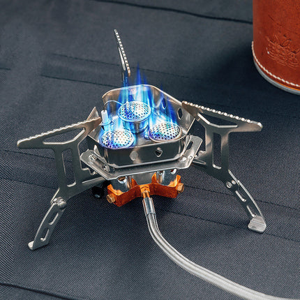 Outdoor Portable Windproof Camping Stove – 3-Headed Butane Furnace | 2-Minute Boil Time