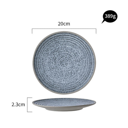 Porcelain Plates 🍽️ – Blue Grey Concentric Circles, 20cm or 25cm