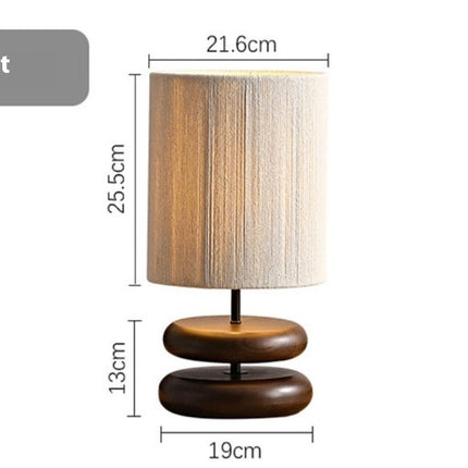 Solid Wood Table Lamp with Seiko Shade – Rustic Modern | Walnut or Light Wood