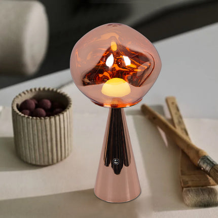 Irregular Glass Sphere Table Lamp – Rechargeable Volcanic Lava Mini Light (4 Colours)