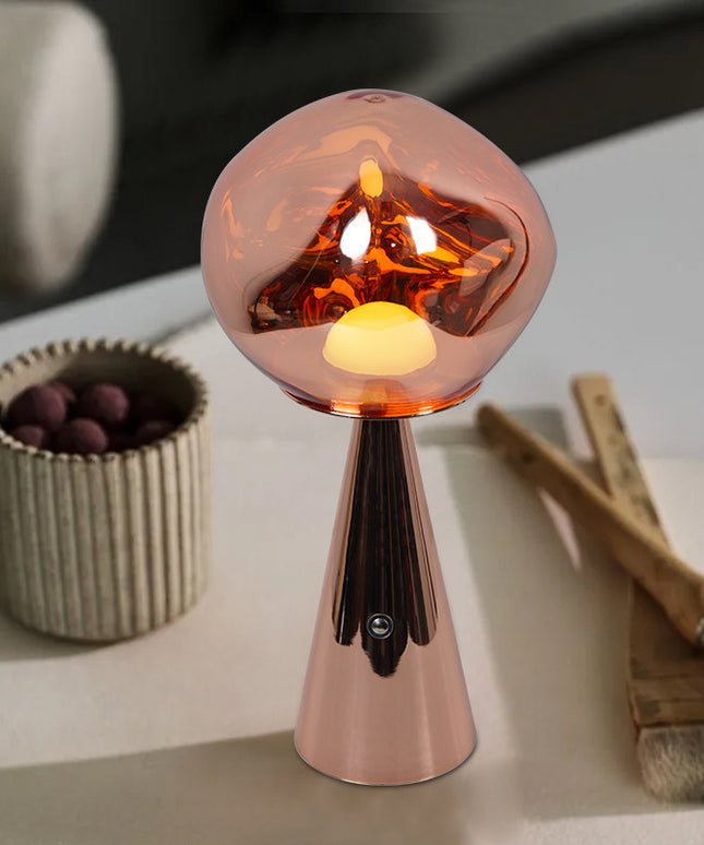 Irregular Glass Sphere Table Lamp – Rechargeable Volcanic Lava Mini Light (4 Colours)