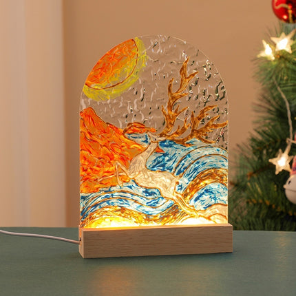 Tulip Handmade Diy Glass Painting Small Night Lamp Creative