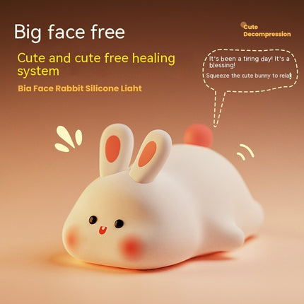 Cute led night light touch sensor cartoon kid's nightlights big face rabbit silicone night light christmas gift bedside lamp home decor – Trendy & Practical for Daily Living