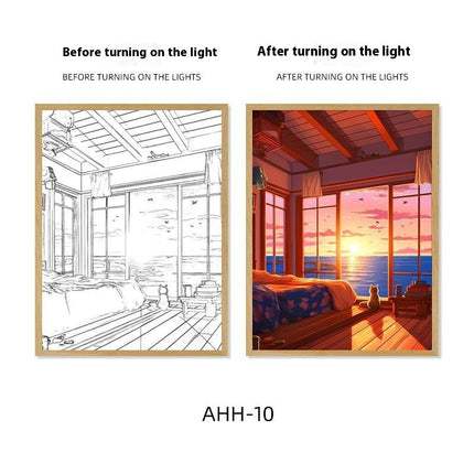 Decorative Painting Small Night Lamp Creative Photo Frame Table Decoration
