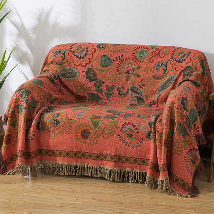 Paisley Cotton Gauze Blanket | Floral Summer Tassel Throw