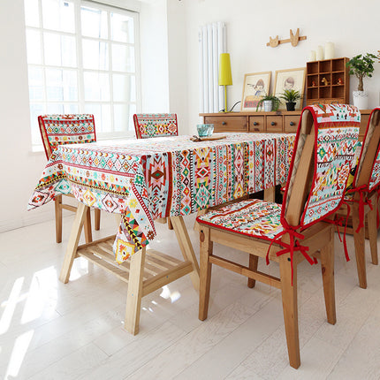 Colourful Cotton Hemp Tablecloth – Plant & Floral Dining Cover | Ikeame