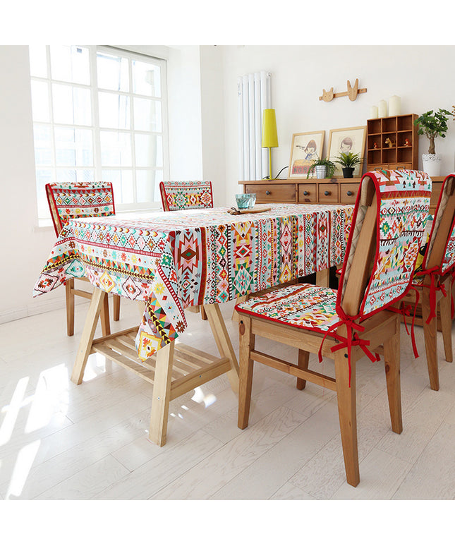 Colourful Cotton Hemp Tablecloth – Plant & Floral Dining Cover | Ikeame