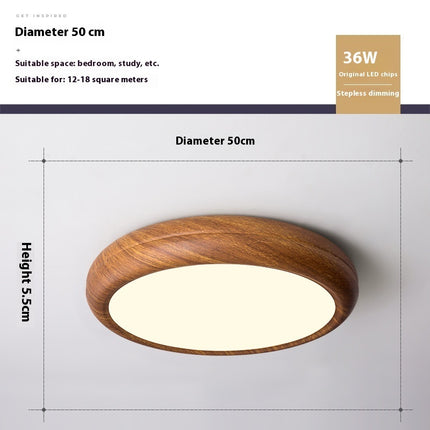 Circular Walnut Wooden LED Ceiling Light – Modern Minimalist Lamp