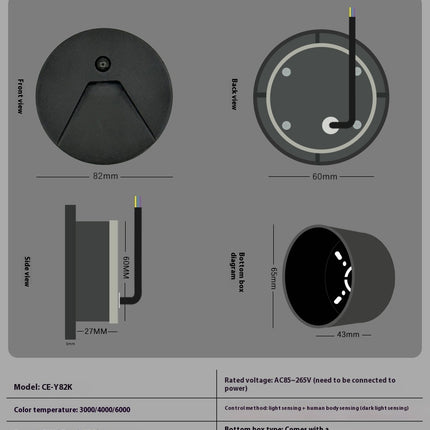 Circular Aluminium Waterproof LED Light – Motion Sensor or Switch | 3000K & 4000K