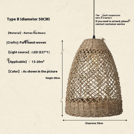 Retro Woven Rattan Pendant Light – Handcrafted Natural Ceiling Lamp (3 Sizes)