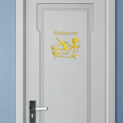 3D Acrylic Mirror Bathroom Door Logo Sticker ✨🚻