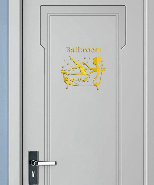 3D Acrylic Mirror Bathroom Door Logo Sticker ✨🚻