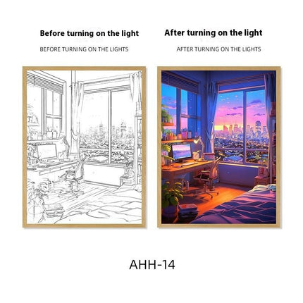 Decorative Painting Small Night Lamp Creative Photo Frame Table Decoration
