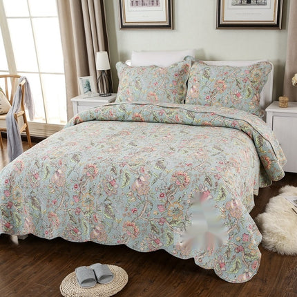 Cotton Bedspread Set | Double-Sided Geometric Quilt