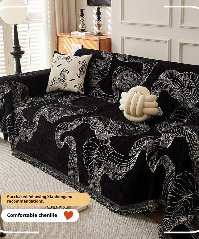 Chenille Sofa Cover | Patterned Couch Throw Protector