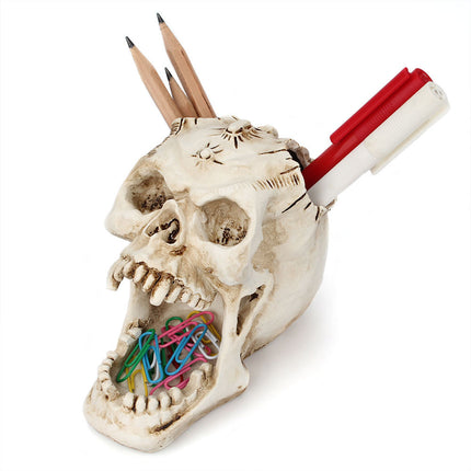 Vampire Skull Pen Holder – Gothic Desk Organiser with Fangs