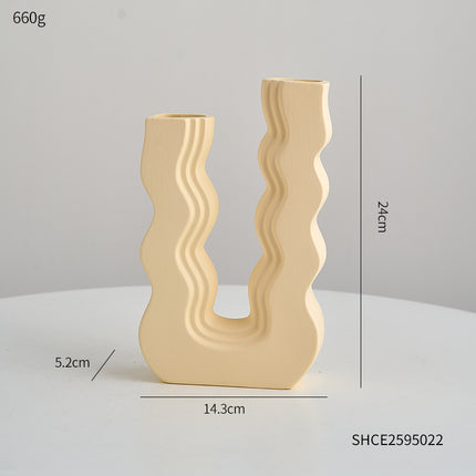 U-Shaped Ceramic Vase | Cream Style Minimalist Décor