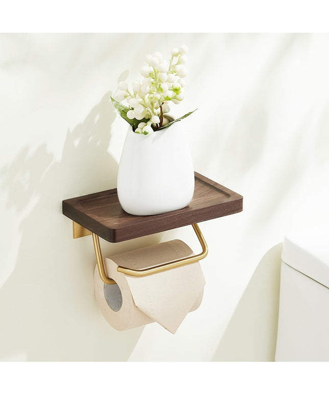 Punch-free Black Walnut Bathroom Rack Mobile Phone Roll Stand