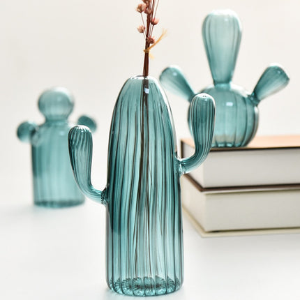 Glass Cactus Vase – Playful Décor in Elegant Blue & Green