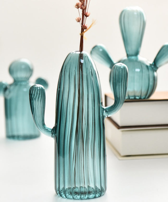 Glass Cactus Vase – Playful Décor in Elegant Blue & Green