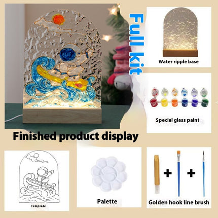 Tulip Handmade Diy Glass Painting Small Night Lamp Creative