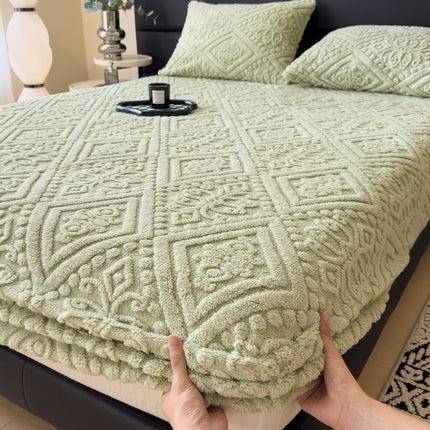 Embossed Velvet Fitted Sheet | Luxury Milk Fibre Cover
