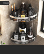 B - Double layer toughened corner shelf - silver