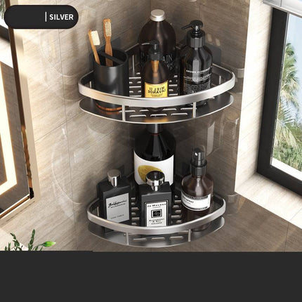 Aluminium Wall Shelf – Black & Silver Bathroom Storage | Ikeame