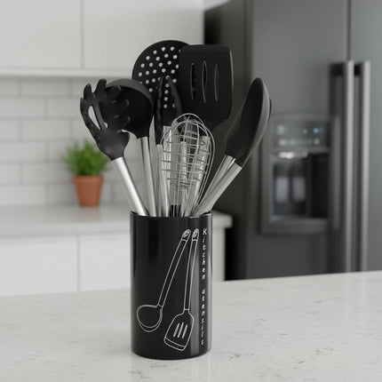 Stainless Steel & Silicone 9-Piece Utensils Kit 🍳 – With Pot