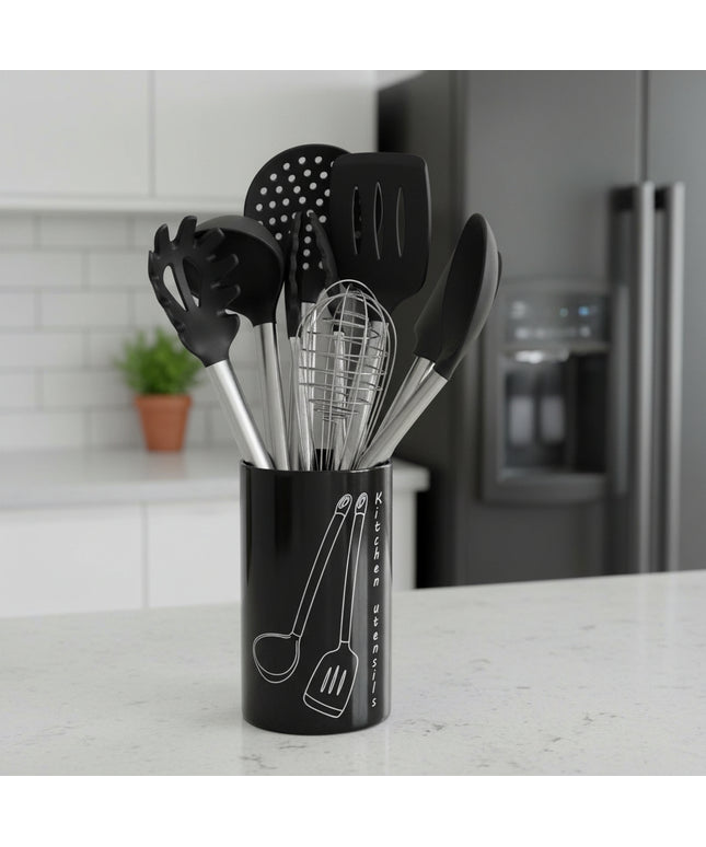 Stainless Steel & Silicone 9-Piece Utensils Kit 🍳 – With Pot