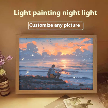 Decorative Painting Small Night Lamp Creative Photo Frame Table Decoration