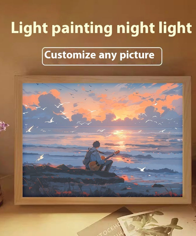 Decorative Painting Small Night Lamp Creative Photo Frame Table Decoration